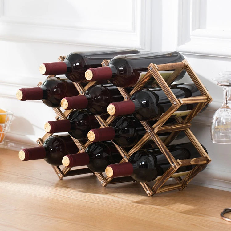 3/10 Bottles Wooden Wine Rack Wine Holders Kitchen Assembled Display Stand Organizer Storage Bar Wine Cabinet Wine Bottle Rack by Smarsty
