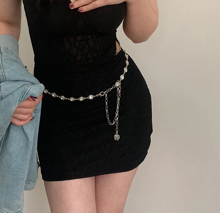 Metal Chatelaine Belt Thin Fashion Chain Accessory - Smarsty