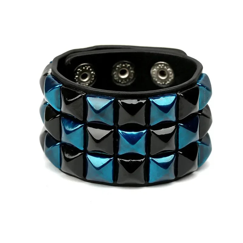 Unisex PU Leather Punk Bracelet with Spikes and Skull - Smarsty