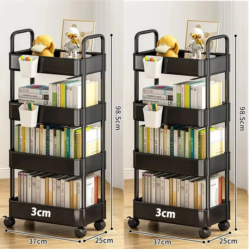 Bookshelf Storage Trolley Mobile Kitchen Organizer Cart With Wheels Multi-Layer Bathroom Shelves Household Snacks Storage Rack by Smarsty