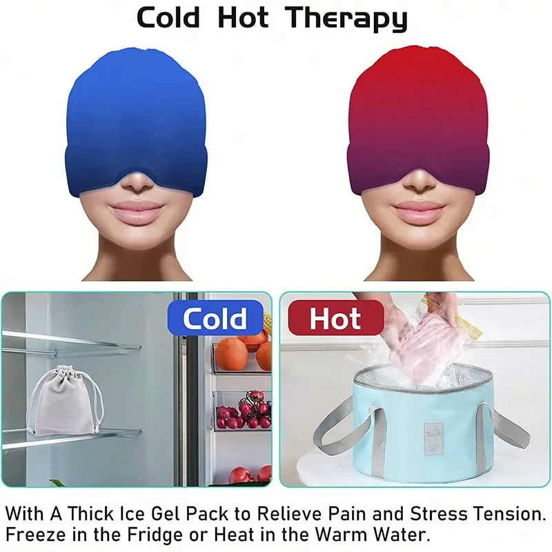 Gel Ice Headache Relief Hat for Migraine Support - Smarsty