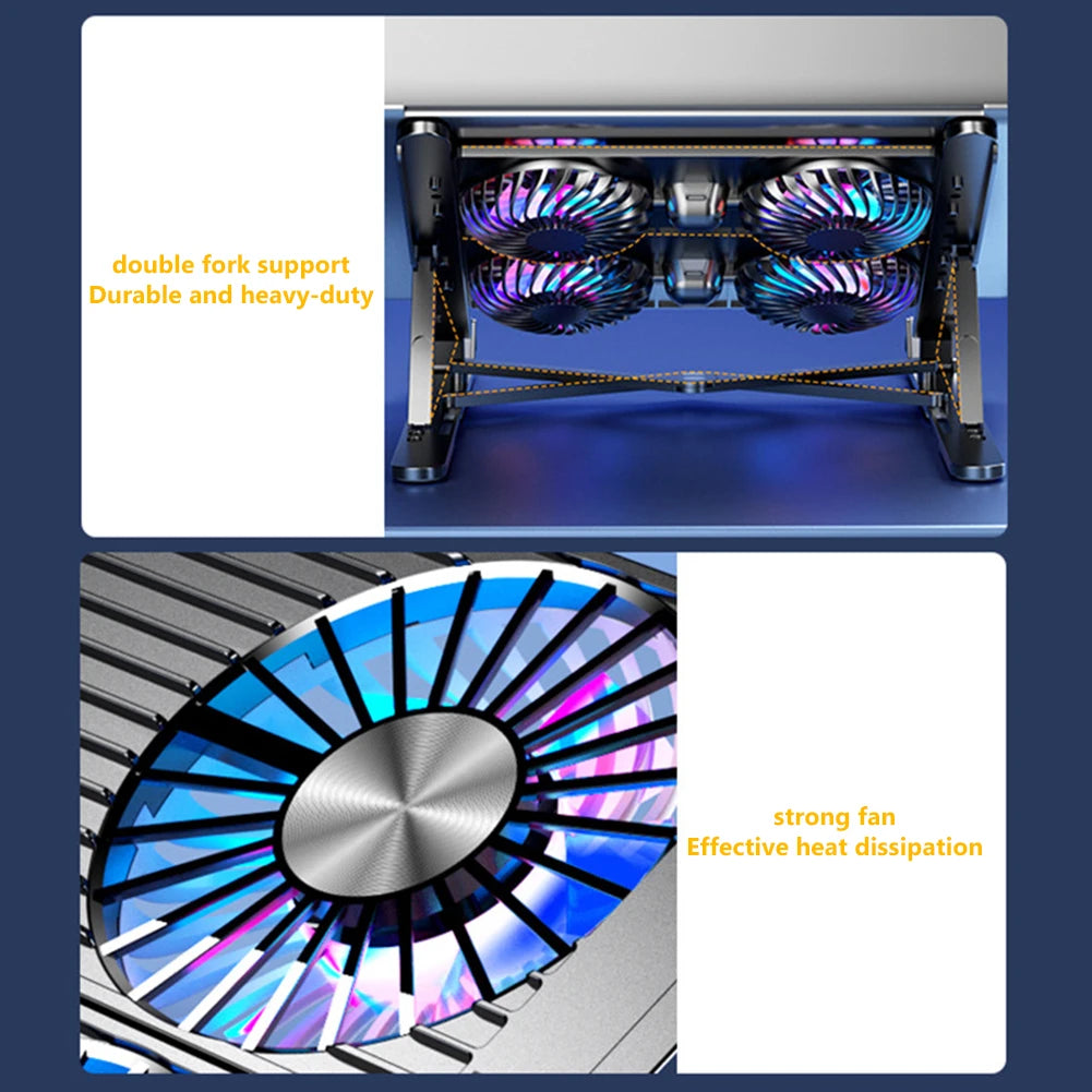 Laptop Cooling Pad with 2/4 Fans Foldable Notebook Stand RGB Silent Gaming Laptop Cooler Fan 7 Height for 11-17.3 Inch Notebook