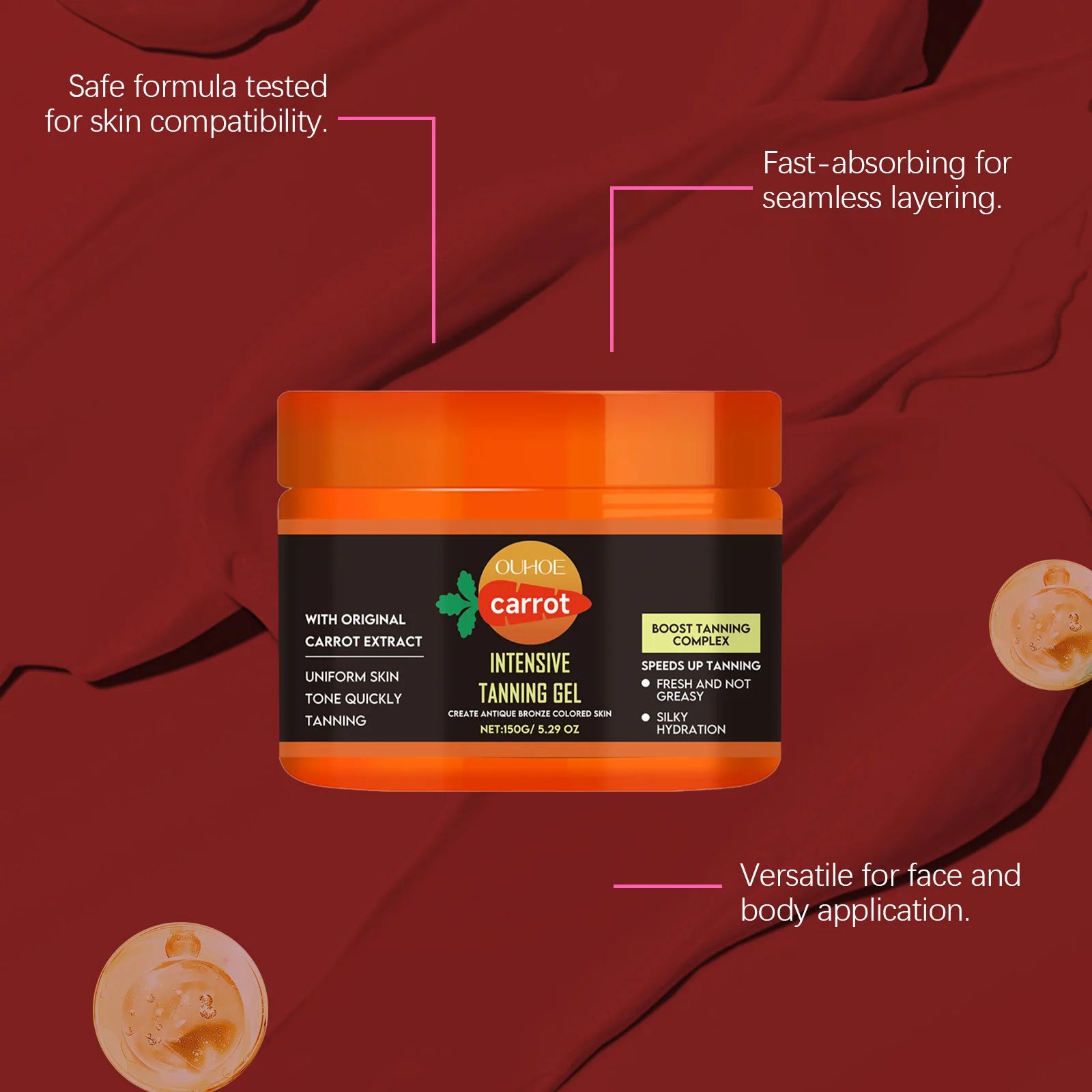 Hydrating Carrot Tanning Gel for Natural Sunless Tan - Smarsty