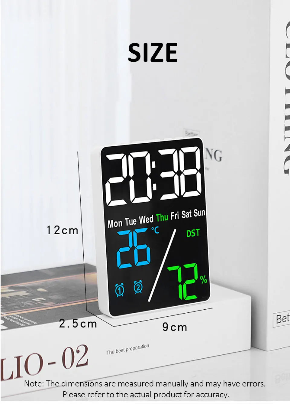 Multifunctional Digital Alarm Clock with Humidity Display - Smarsty