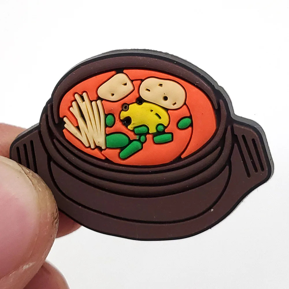 20pcs Food Series Cake Pizza PVC Shoe Charms Accessories Clogs Bubble Slides Sandals Shoe Buckles Decorations Pins Kids Gifts