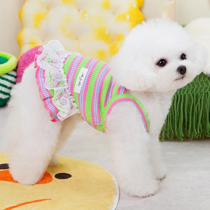 Colorful Striped Dog Dress for Summer Fun - Smarsty