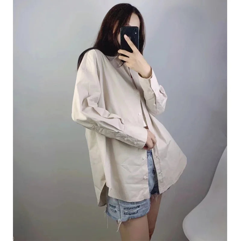 MUJER Women Shirt Multicolour Button Up Shirt Women Summer Long Sleeve Top Female Streetwear Oversize Shirts And Blouses Women - Smarsty