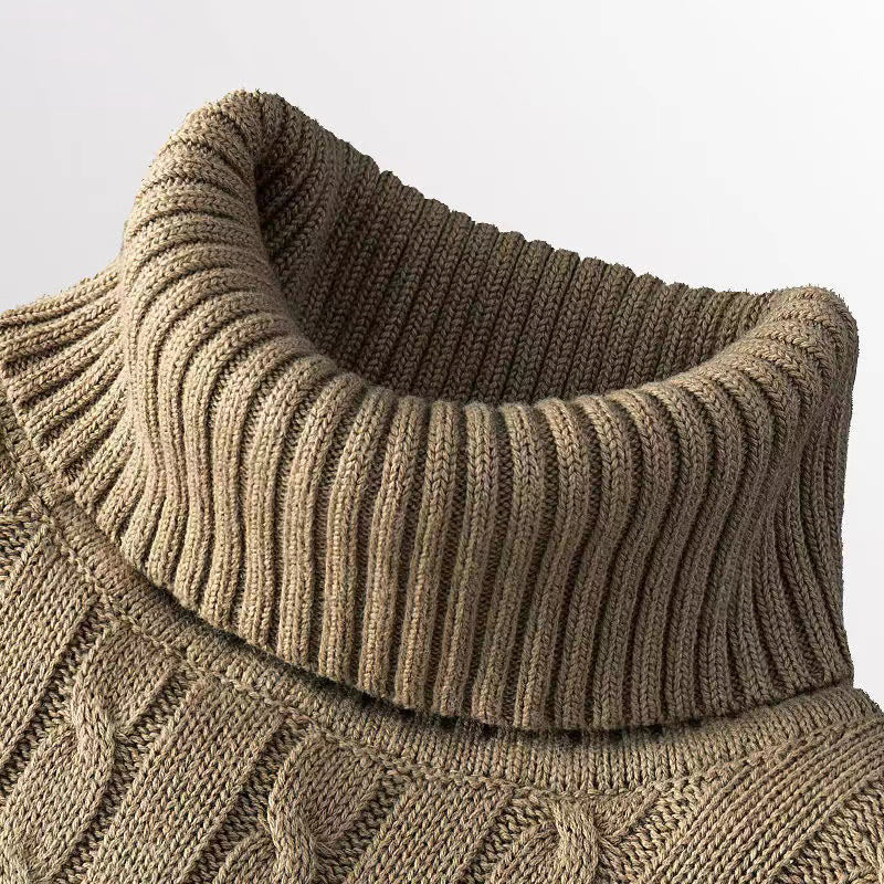 New Turtleneck Sweater Casual Men's Rollneck Knitted Sweater Keep Warm Men Jumper Woolen Sweater - Smarsty