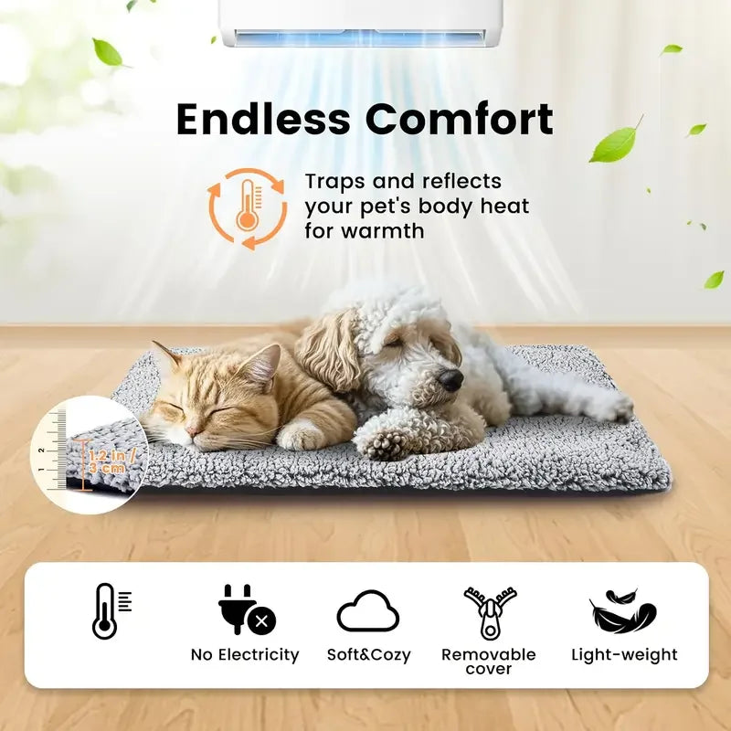 Winter Self-Heating Pet Pad Blanket for Dogs Cats, No Electricity Thermal Mat with Anti-Slip BottomWarm Cushion for Puppy Kitten - Smarsty
