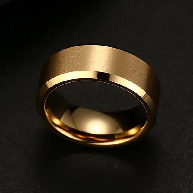 Stainless Steel Black Wedding Band Ring for Couples - Smarsty