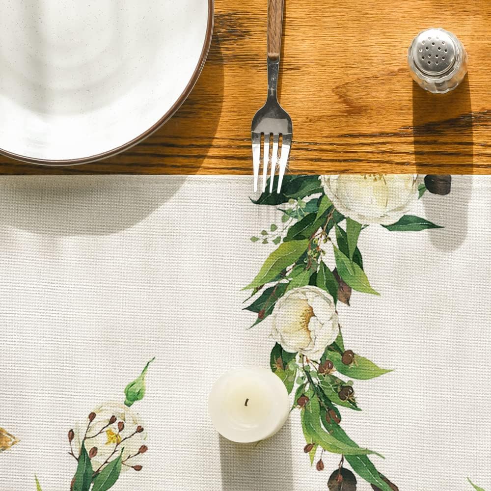 Hexagram Flowers Linen Table Runner for Passover Decor - Smarsty