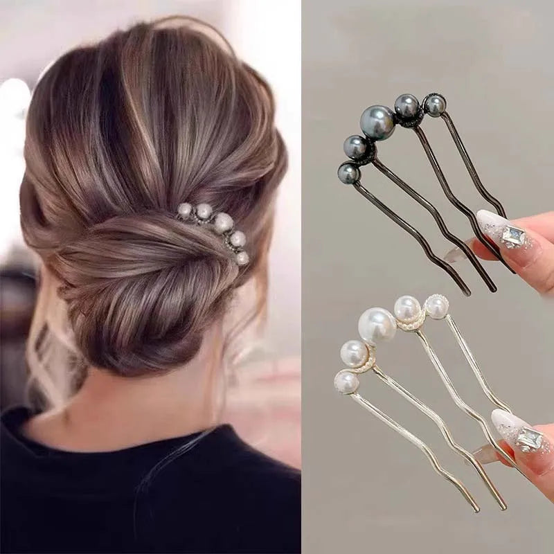 Korean U Shaped Pearl Hairpins for Elegant Styling - Smarsty