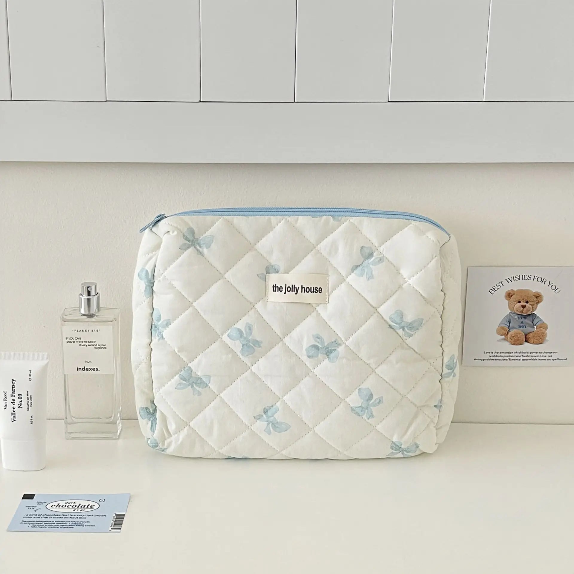 Bow Print Makeup Bag Large Capacity Travel Cosmetic Case - Smarsty