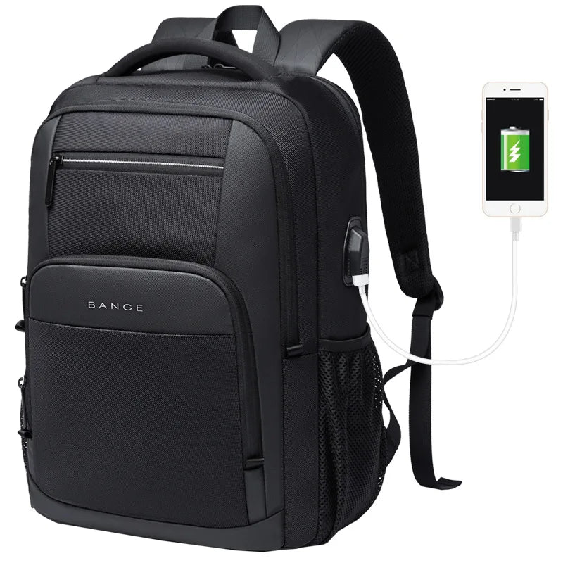 BANGE Travel Waterproof Backpack with USB Charging Port Fit 15.6 Inch Laptop Backpacks for Men and Women, Teenager School Bags - Smarsty