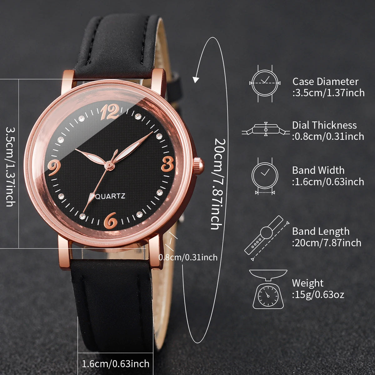 Fashion Arabic Dial Women's Quartz Watch with Leather Band - Smarsty