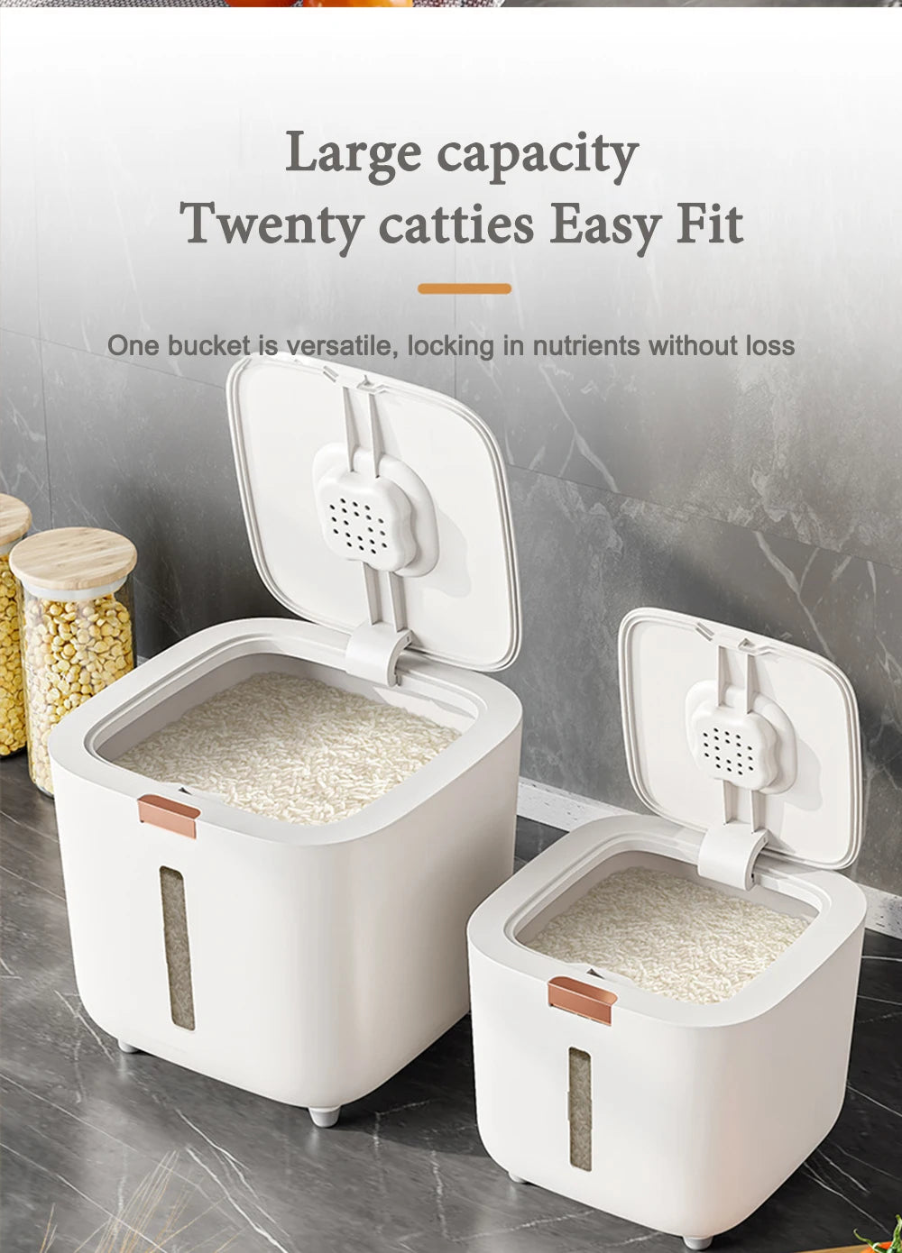 Insect Proof Moisture Proof Rice Box Grain Sealed Jar Kitchen Container 5/10KG Storage Kitchen Container Storage Box with Lid by Smarsty