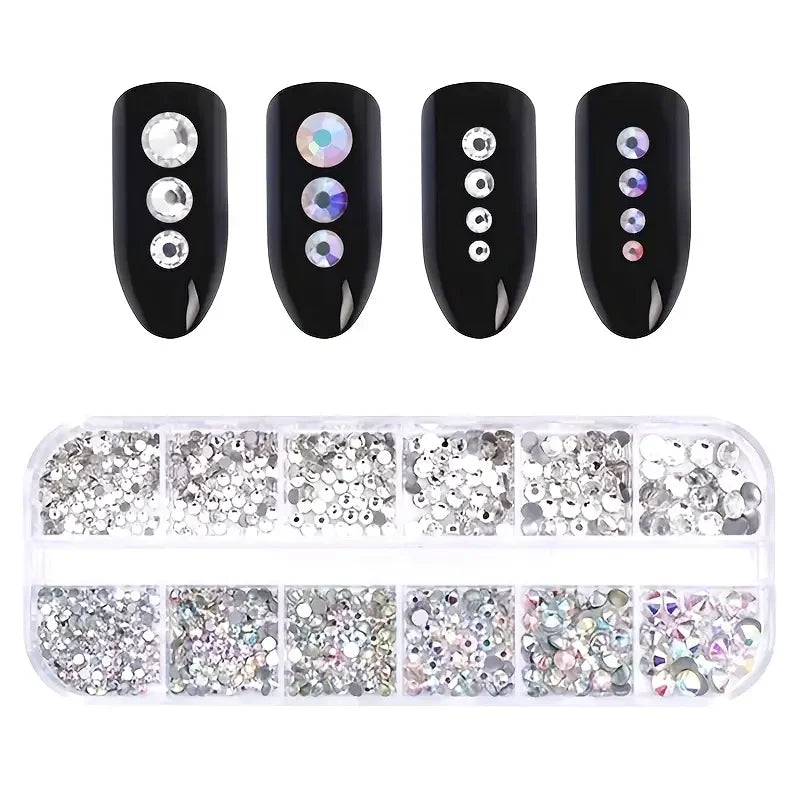 Boxed 3D Flat Back Nail Rhinestones Kit for DIY Manicure - Smarsty