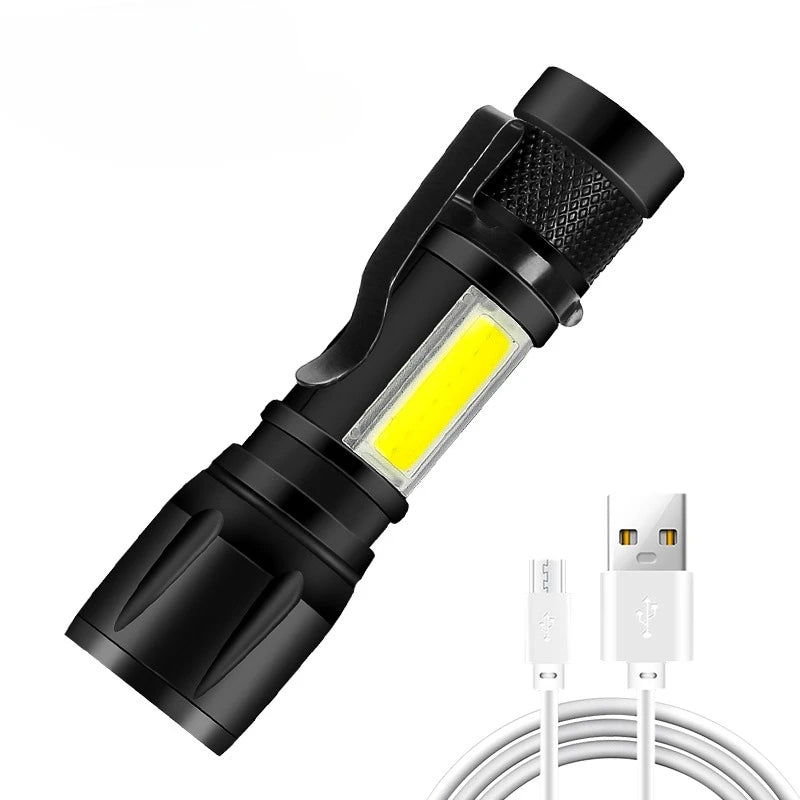 Rechargeable LED Flashlight Zoomable Torch with LCD Display 3 Modes Waterproof High Power Hand Light Outdoor Wilderness Camping - Smarsty