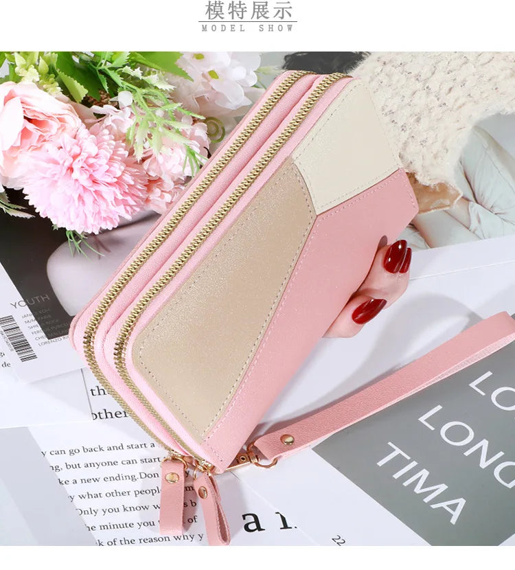 Long Women's Wallet Female Purses Tassel Coin Purse Card Holder Wallets Double Zipper Pu Leather Clutch Luxury Money Phone Bag - Smarsty