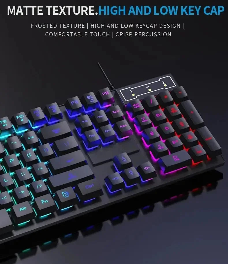 Backlit Mechanical Keyboard Gaming Set With Mouse Bundle