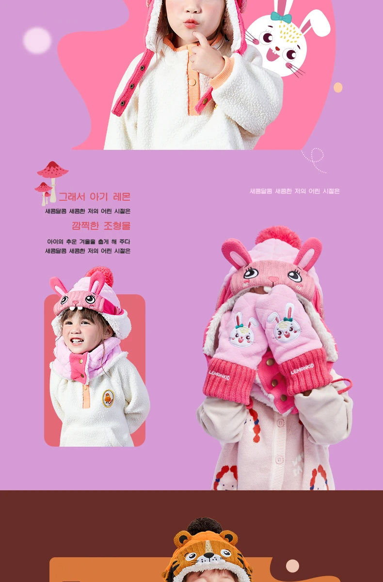 Kids Winter Hat Scarf Set Dinosaur Unicorn Style Gear - Smarsty