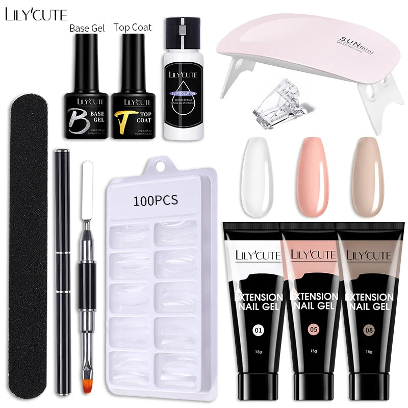 LILYCUTE Nail Gel Set with 6W LED Lamp for Quick Manicure - Smarsty