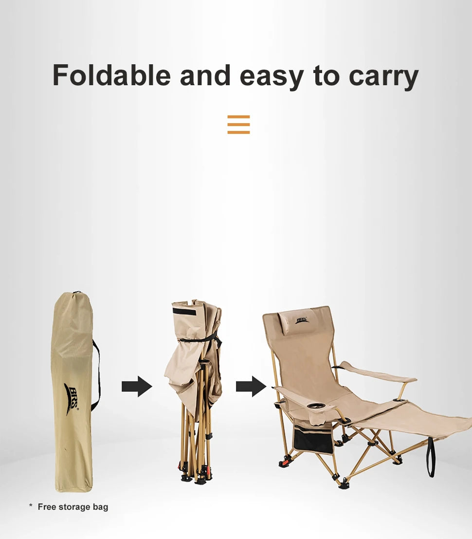 WESTTUNE 2-in-1 Reclining Camping Chair Lightweight Folding Camping Lounge Chair with Adjustable Backrest & Footrest for Beach