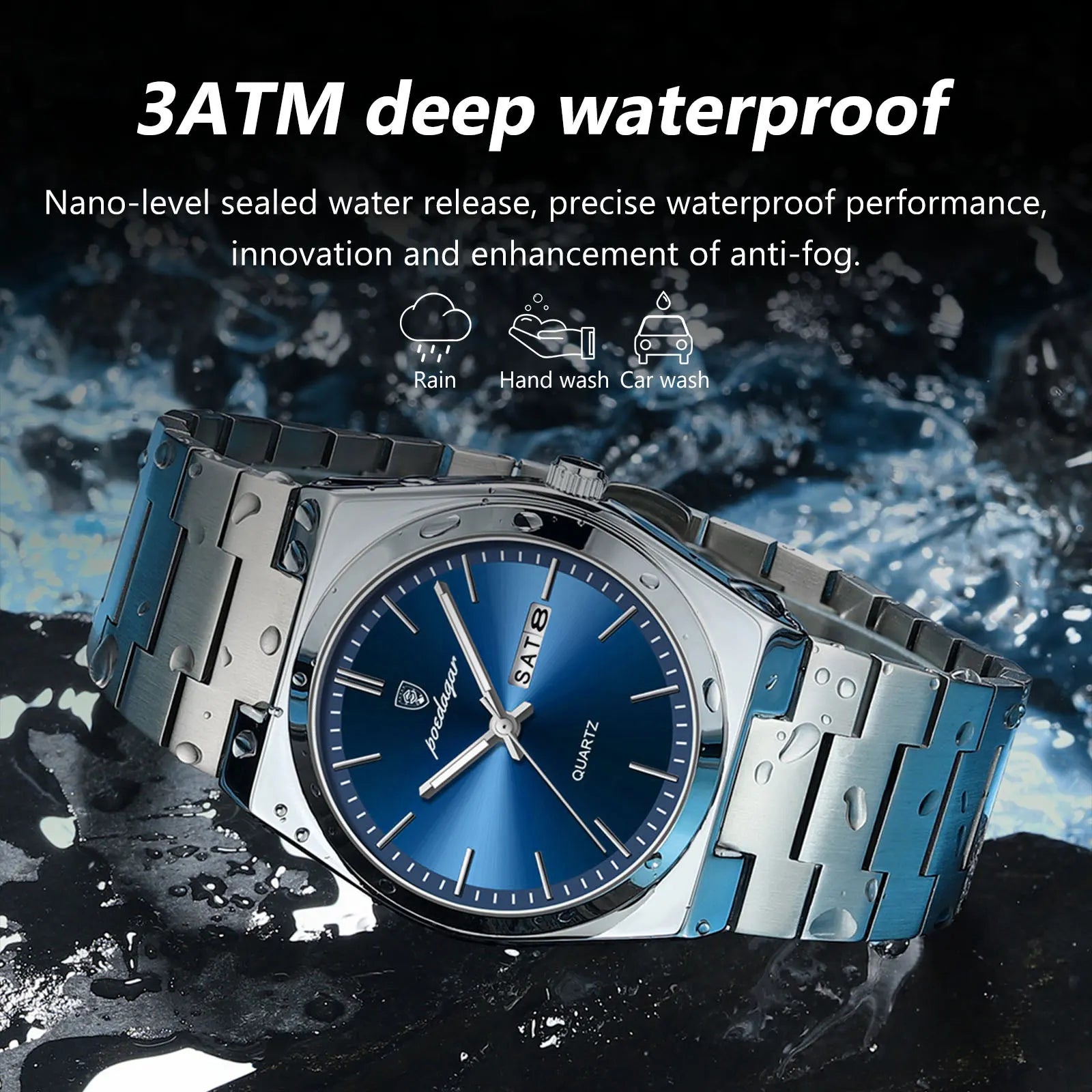 POEDAGAR Waterproof Luminous Men's Quartz Watch - Smarsty
