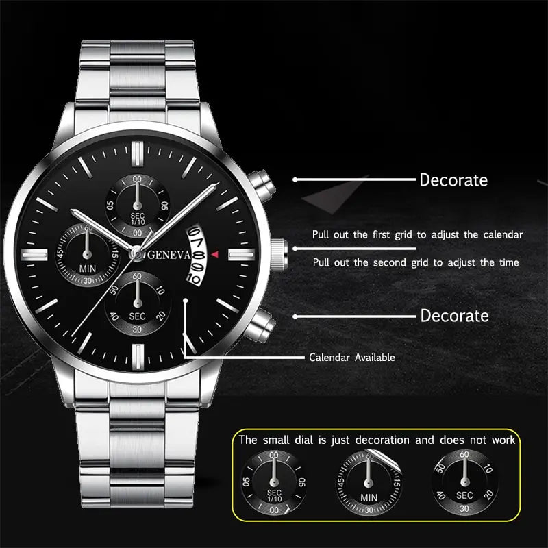 Luxury Silver Stainless Steel Quartz Watch for Men - Smarsty