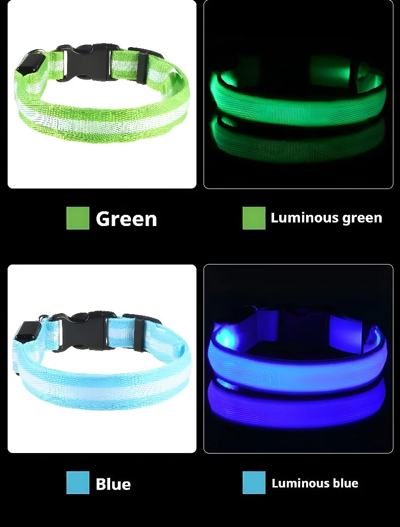 LED Nylon Dog Collar for Night Safety and Visibility - Smarsty