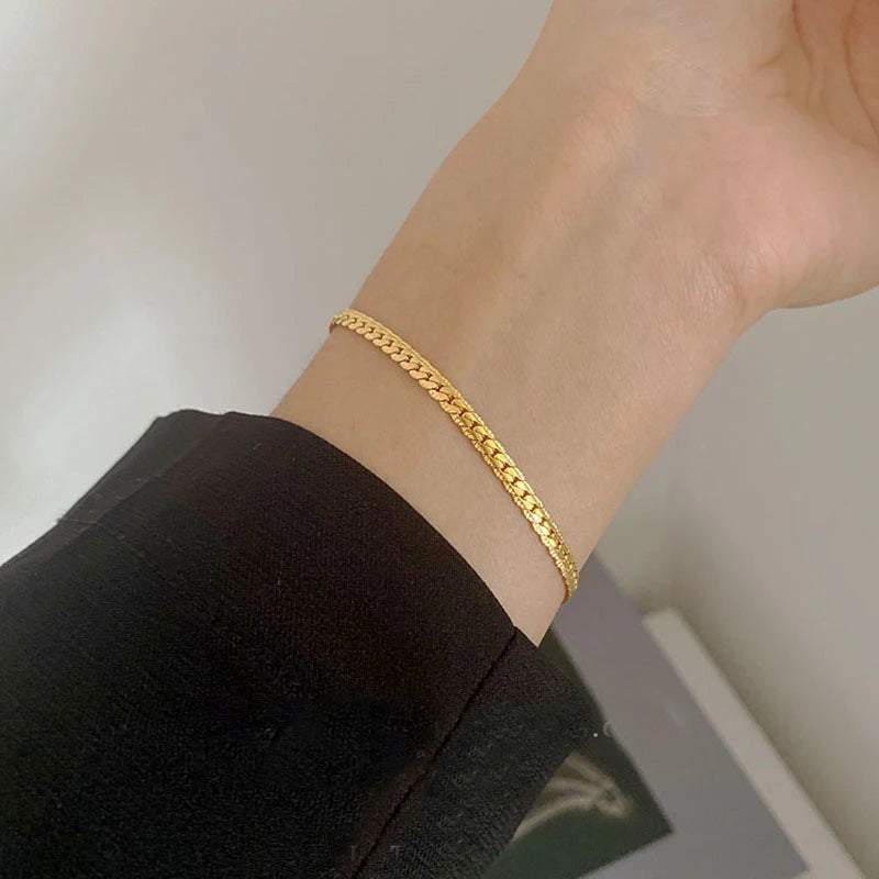 Gold Stainless Steel Twist Chain Bracelet for Women - Smarsty