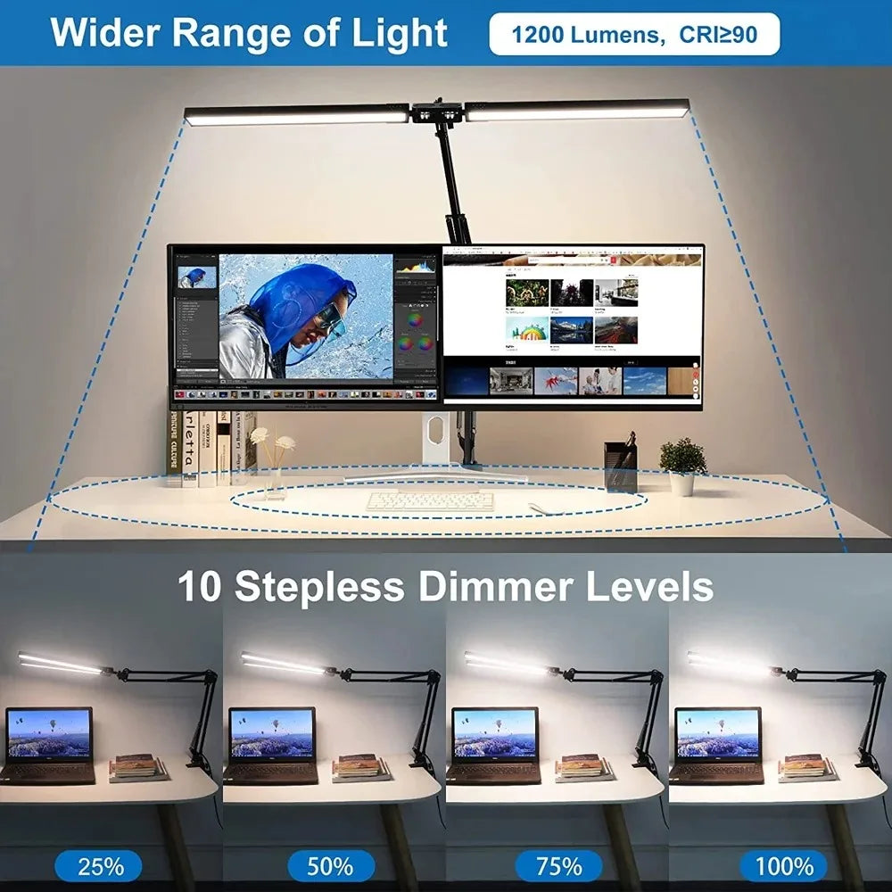 Dimmable LED Clip Desk Lamp for Reading - Smarsty