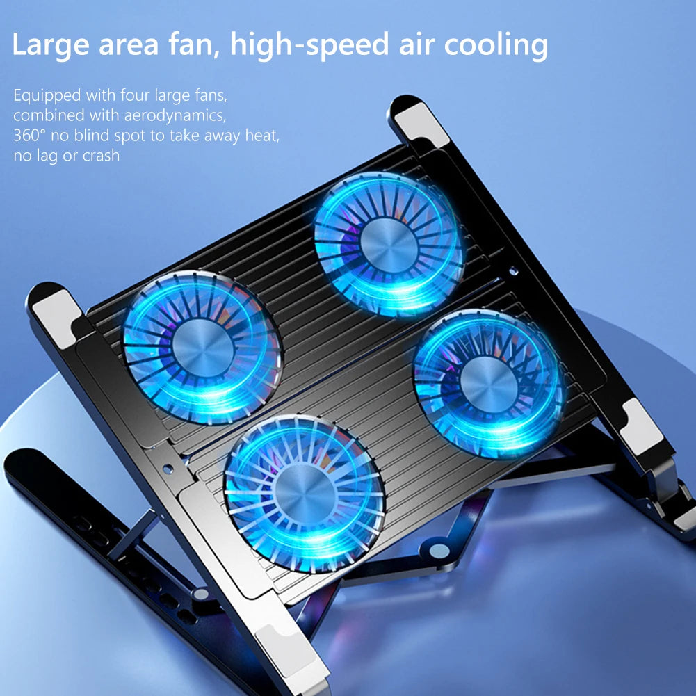 Laptop Cooling Pad with 2/4 Fans Foldable Notebook Stand RGB Silent Gaming Laptop Cooler Fan 7 Height for 11-17.3 Inch Notebook