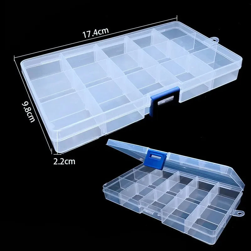 Transparent Plastic Jewelry Storage Box with Adjustable Compartments - Smarsty