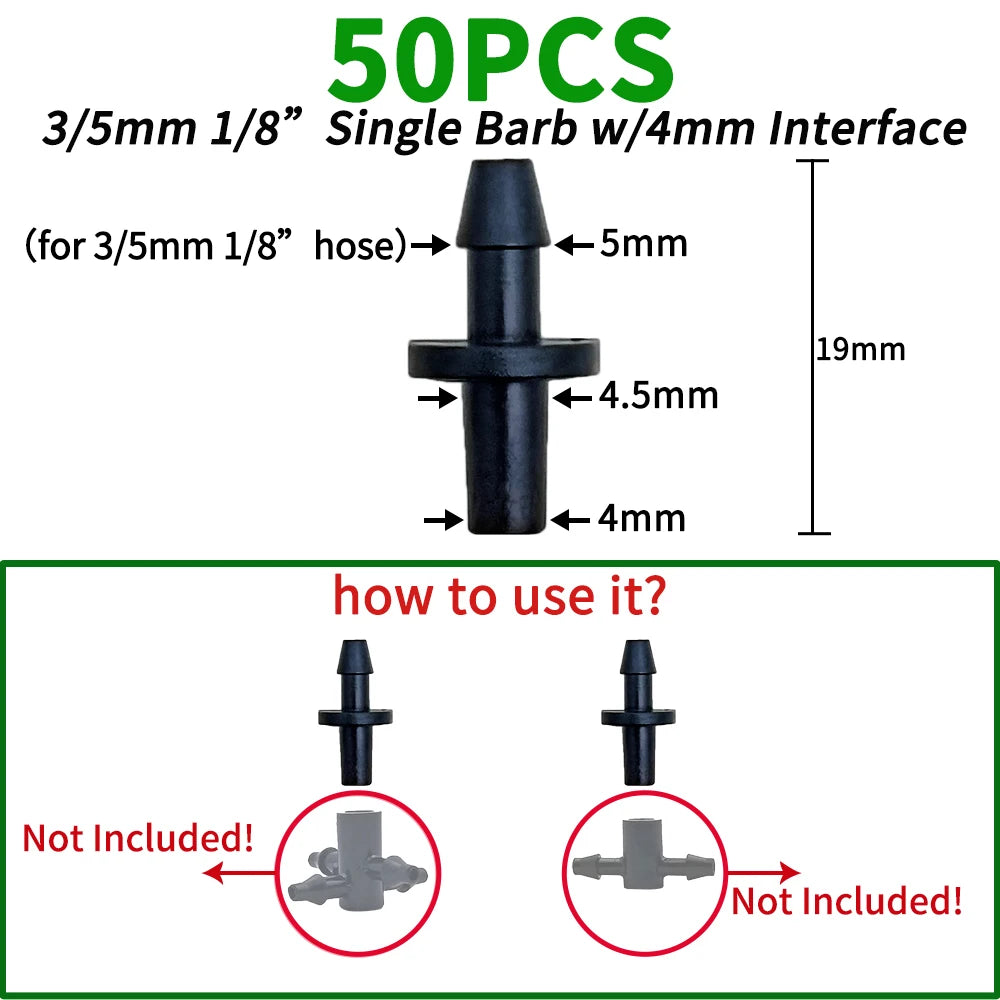 Oasis 50PCS Plastic Barbed Tee Connectors for Drip Irrigation - Smarsty