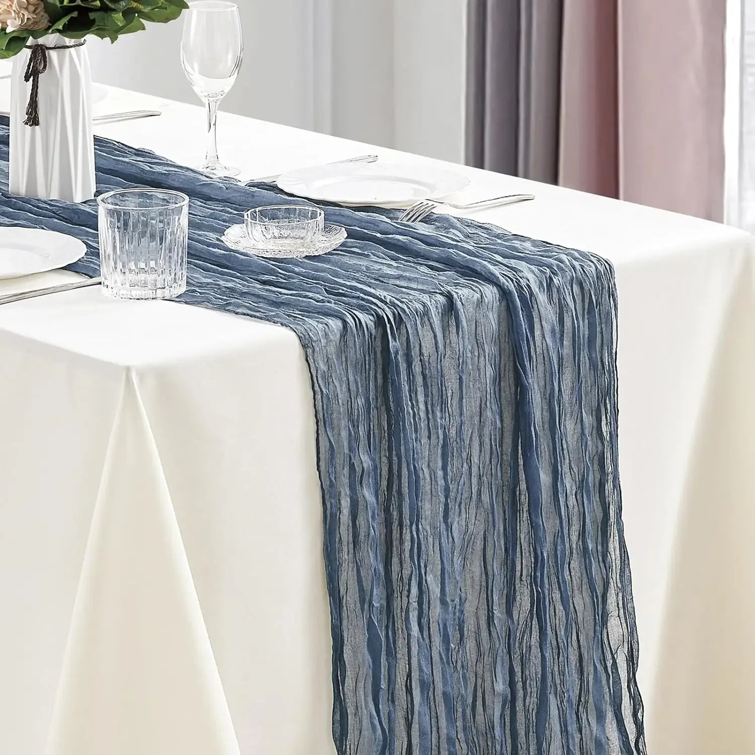 Boho Cheesecloth Table Runner for Rustic Weddings - Smarsty