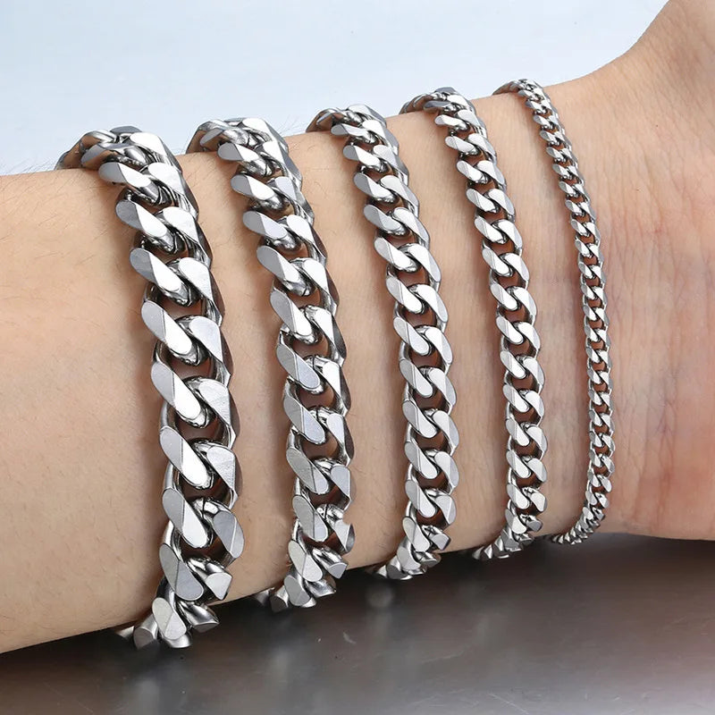 Trendy Stainless Steel Cuban Chain Bracelet for Men - Smarsty