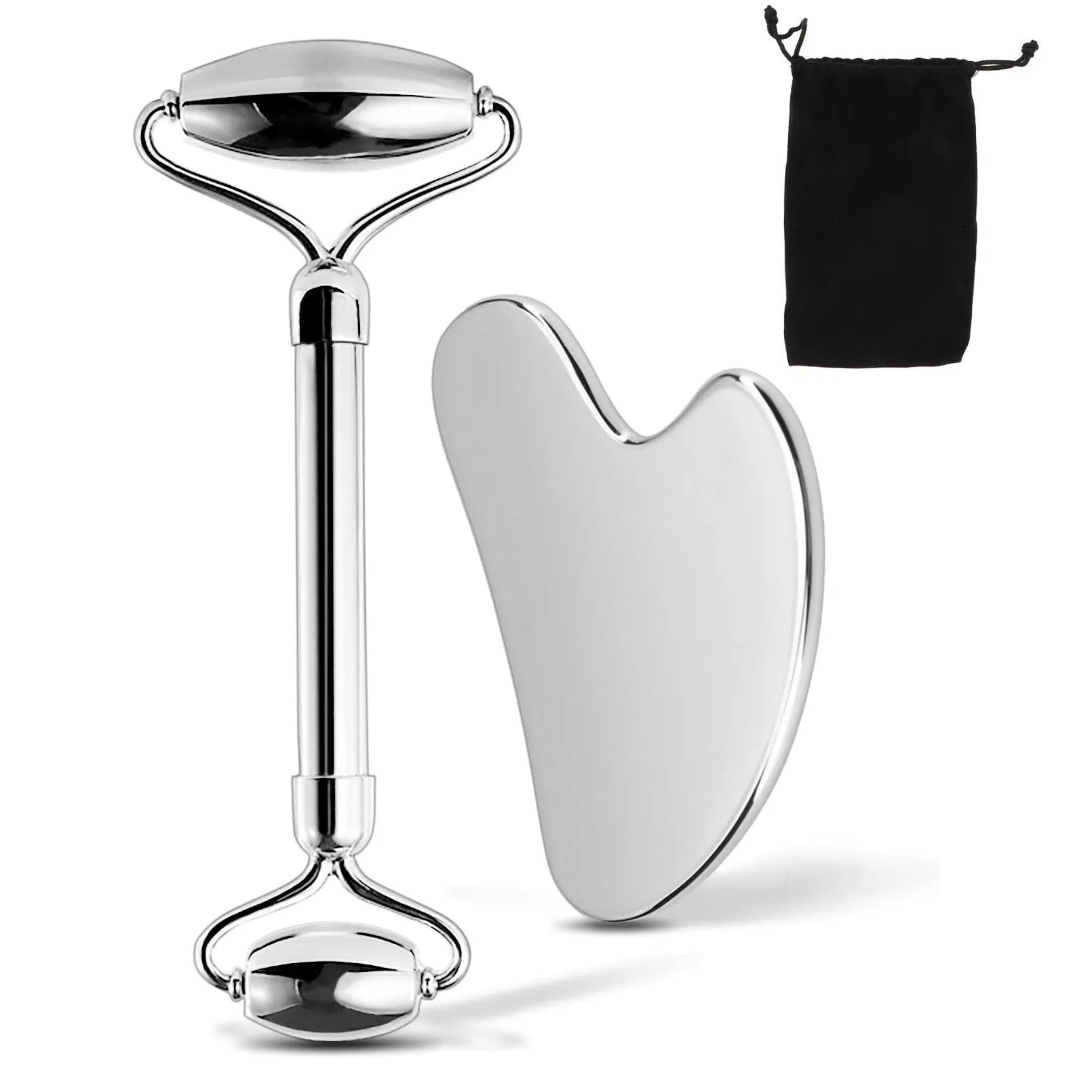 304 Stainless Steel Facial Roller Metal Gua Sha Facial Tools Set Face Body Treatment Lymphatic Drainage, Facial Tension, Durable - Smarsty
