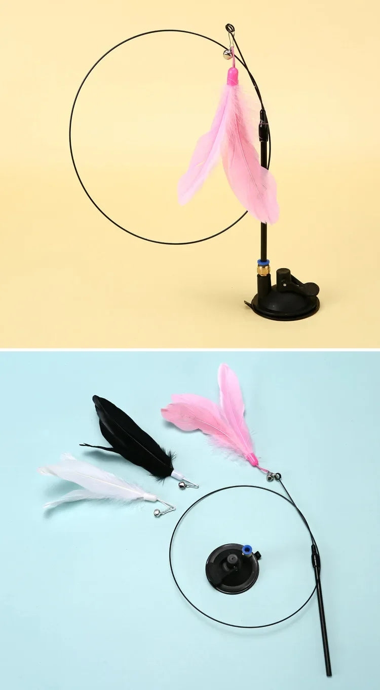 Interactive Cat Teaser Stick With Replaceable Feather - Smarsty