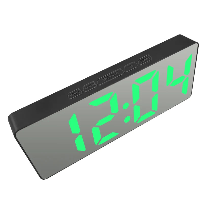 LED Curved Alarm Clock with Dual-purpose Mirror Display - Smarsty