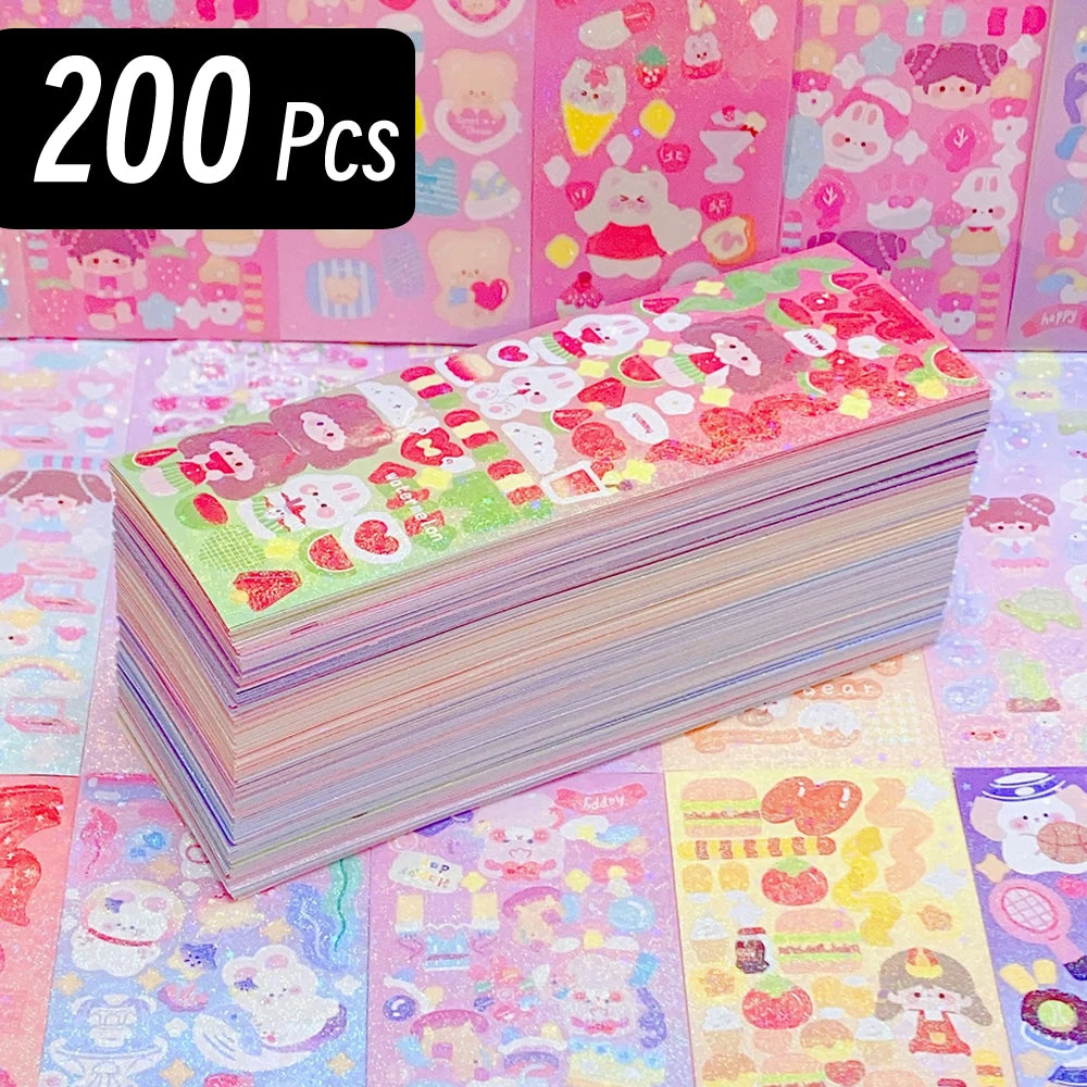 200p Kawaii Stickers for Kids Cute Stationary Aesthetic Diary Decoration Art Supplies Stickers for Scrapbooking Lot Korean Paper - Smarsty