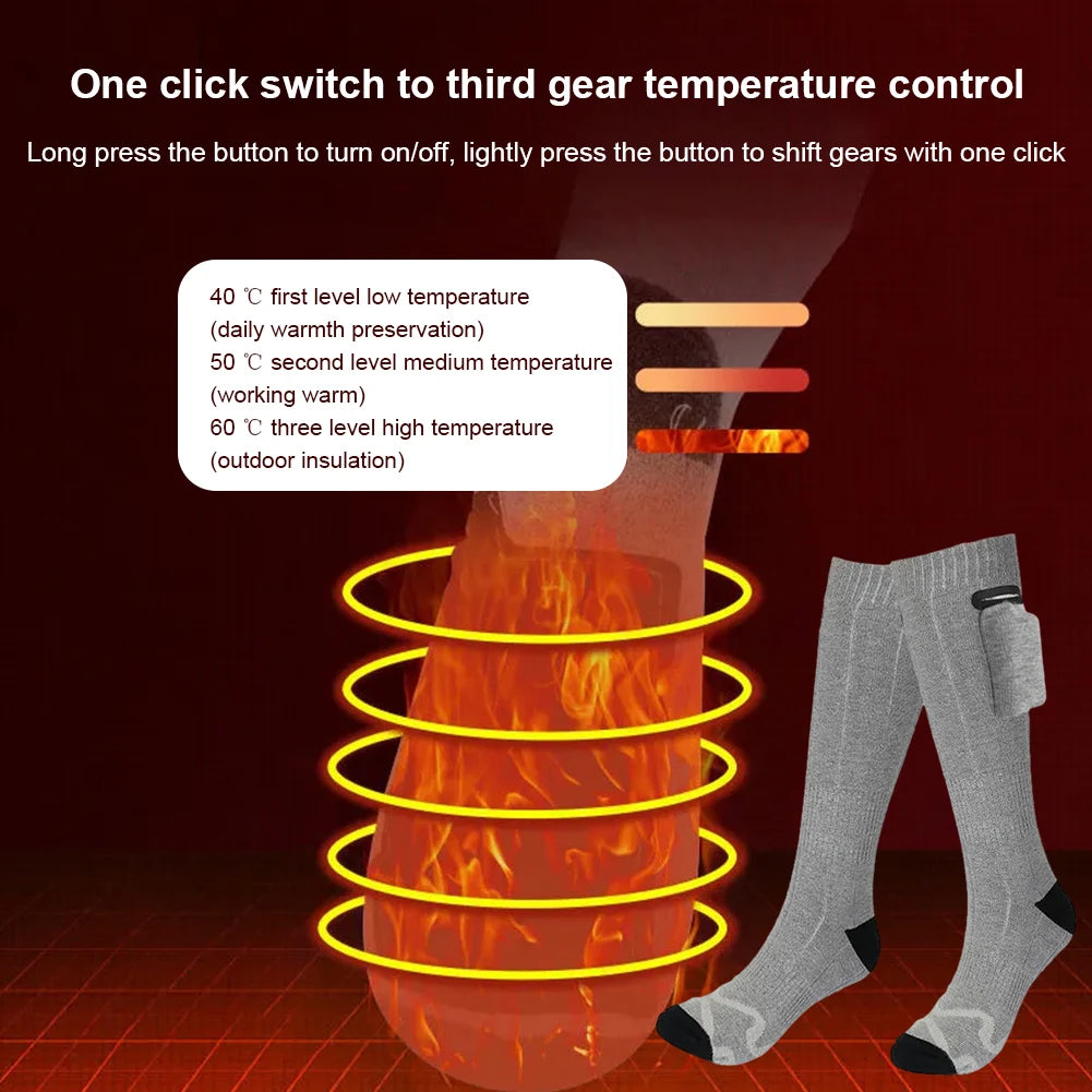 Electric Heating Socks 3 Mode Rechargeable Anti-Cold Thermal Heated Foot Warmer For Outdoor Camping Ski Sport Winter(no battery)