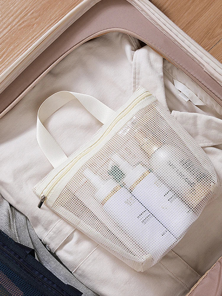 Clear Mesh Makeup Bag Portable Cosmetic Organizer Travel - Smarsty