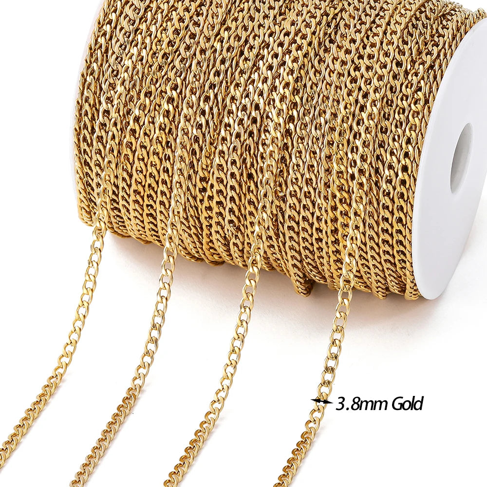 No Fade 2M Gold Stainless Steel Beaded Chain Durable - Smarsty