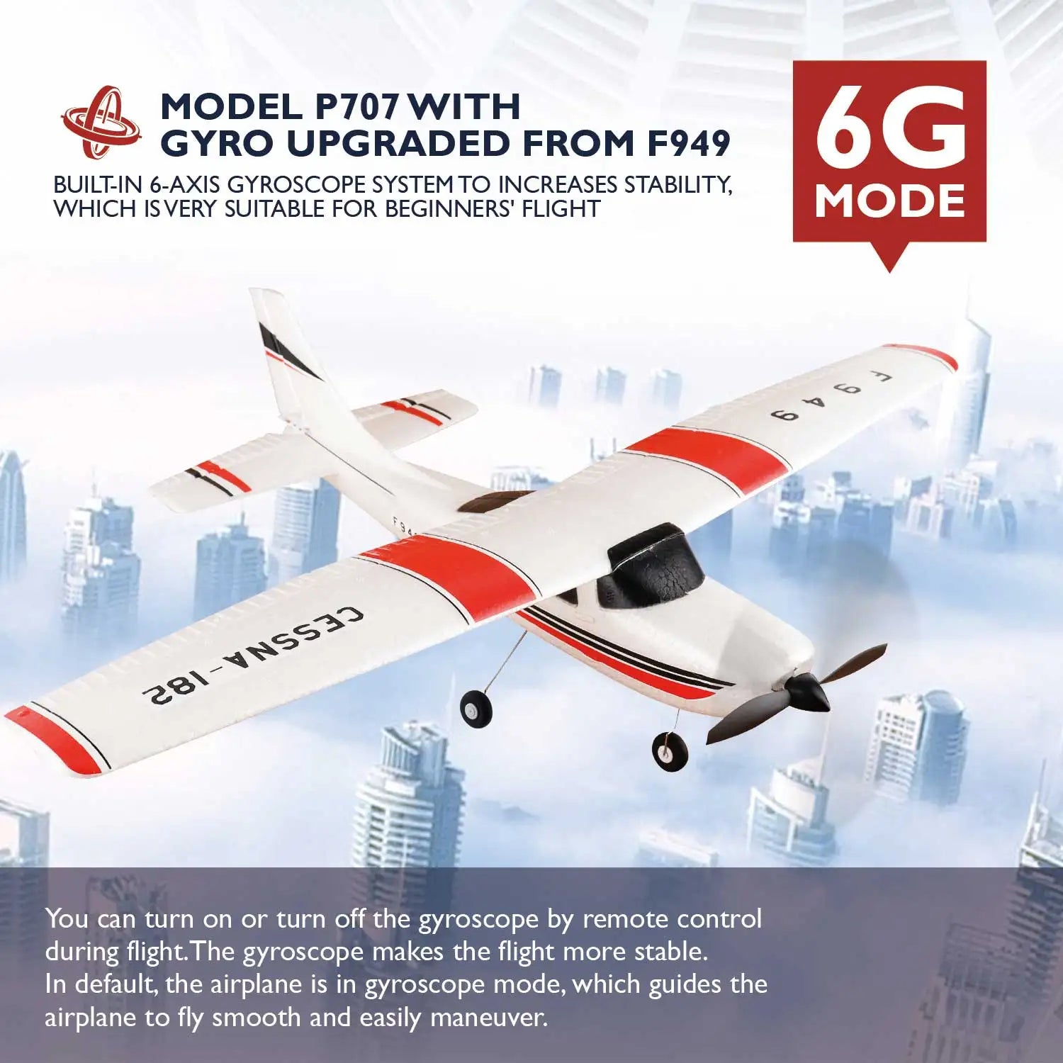 WLtoys F949 2.4G 3D6G 3Ch RC Airplane Fixed Wing Plane Outdoor Toys Drone RTF Upgrade Version Digital Servo F949S With Gyroscope - Smarsty