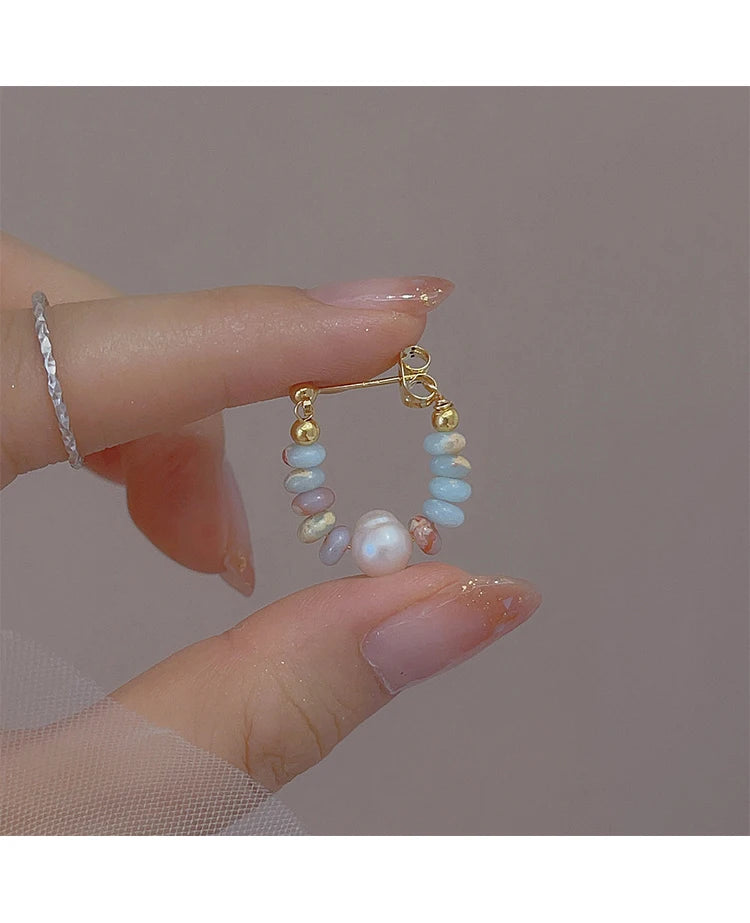 Pearl Pendant Earrings Beaded Natural Stone For Women - Smarsty