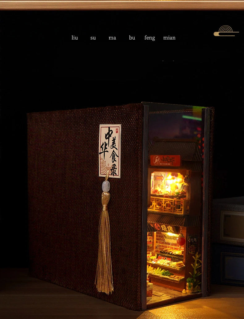 Diy Book Nook Doll House Miniature Wooden Bookshelf Shelf Insert Miniatures Home Model Kit Dollhouse Birthday Toy Gifts by Smarsty