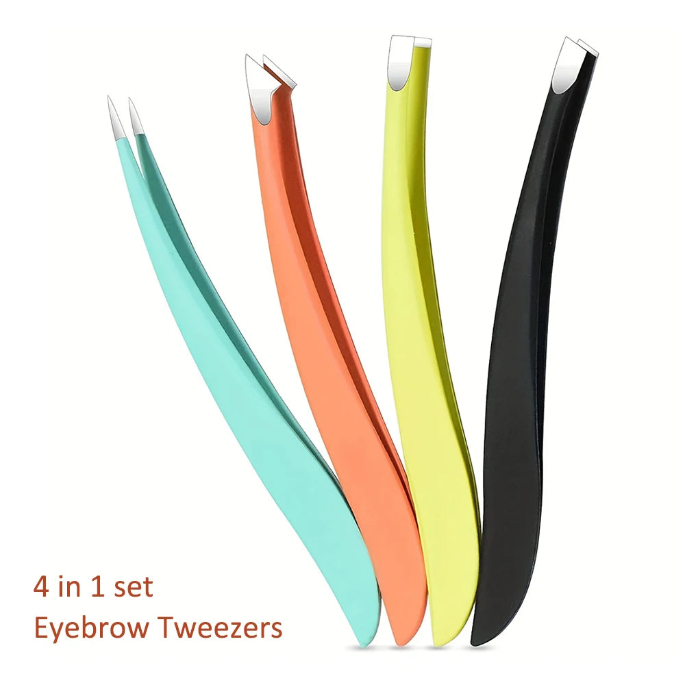 Ouriner Stainless Steel Eyebrow Tweezers Set for Precision Hair Removal - Smarsty
