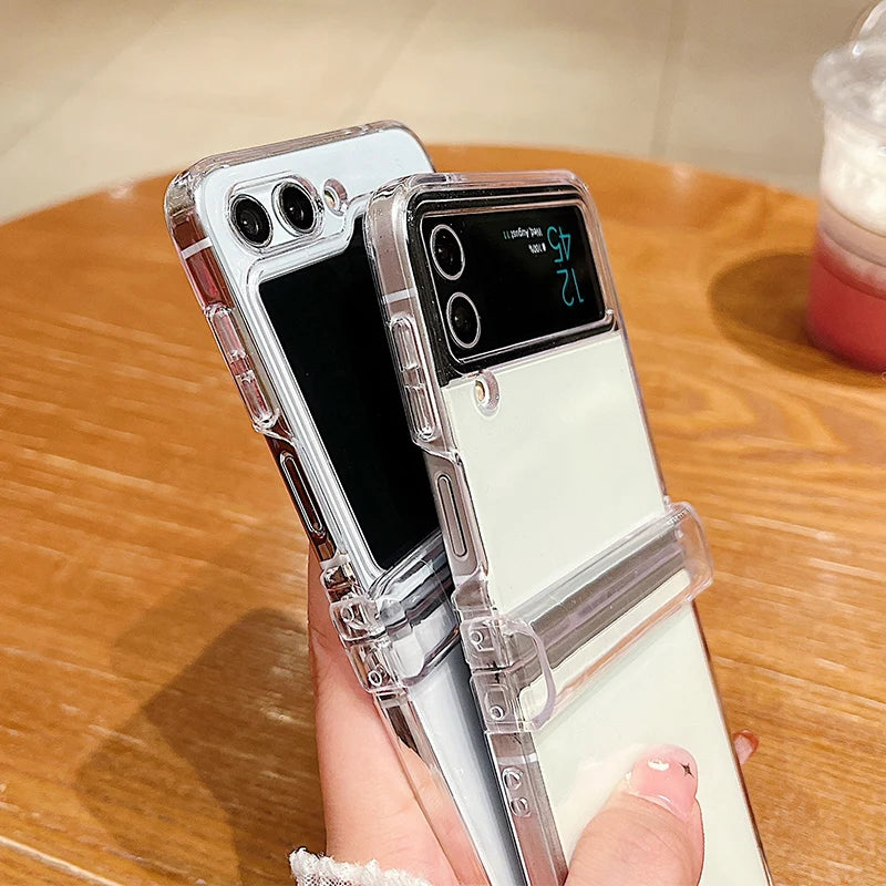 Clear Transparent Shockproof Folding Phone Case for Z Flip - Smarsty