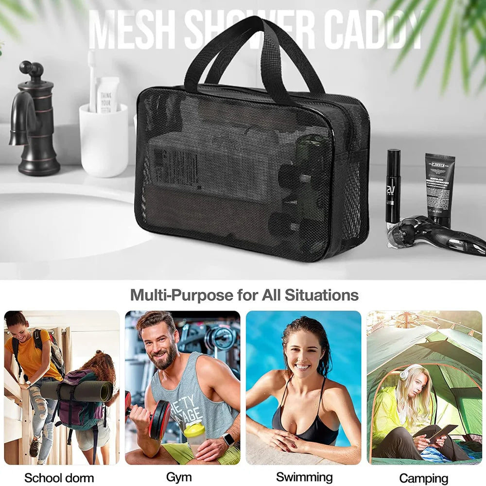 Mesh Shower Caddy Tote Bag Cosmetic Organizer Spacious - Smarsty